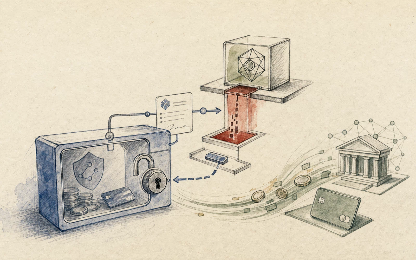 A technical investigation desk with translucent Zodiac, Safe, and ERC-1271 call layers connected by a red failure path to the queue and execution transaction timeline.