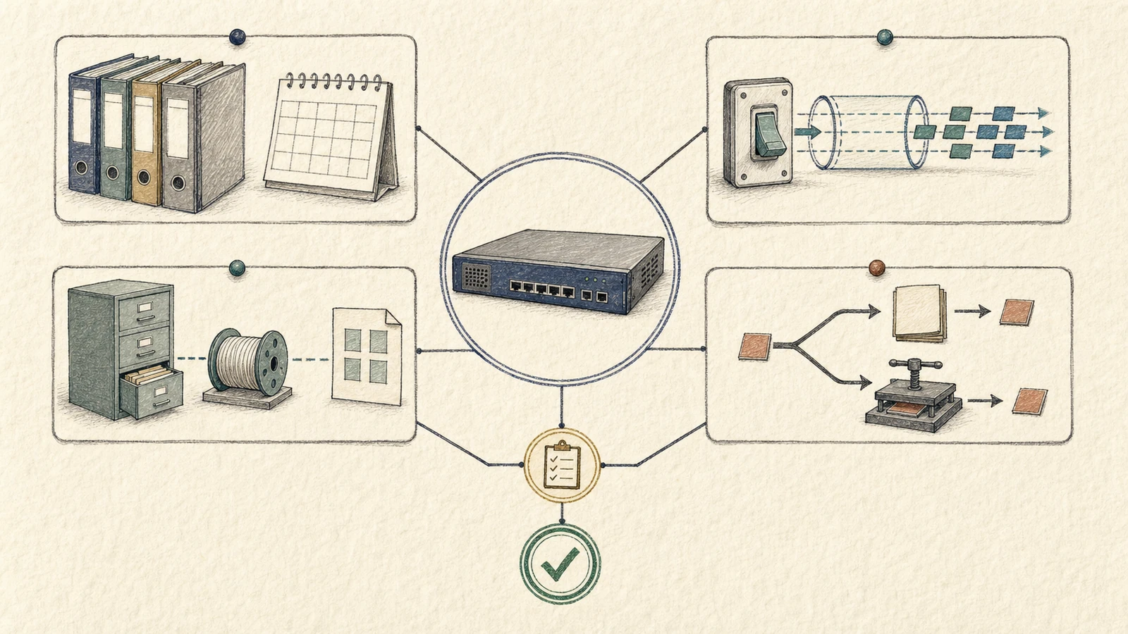 An investigator checks kernel version, an active tunnel, shared-page sources, and the ESP write branch; only all four evidence threads together establish a gateway's risk.